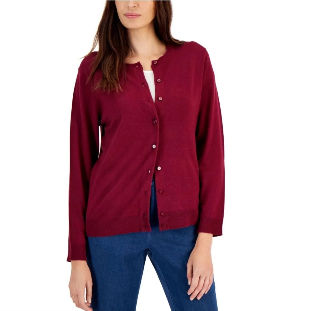 Karen Scott Long Sleeve Women's Sweater With Buttons Size M